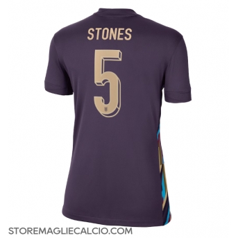 Inghilterra John Stones #5 Maglia Gara Trasferta Repliche Europei 2024 Donna
